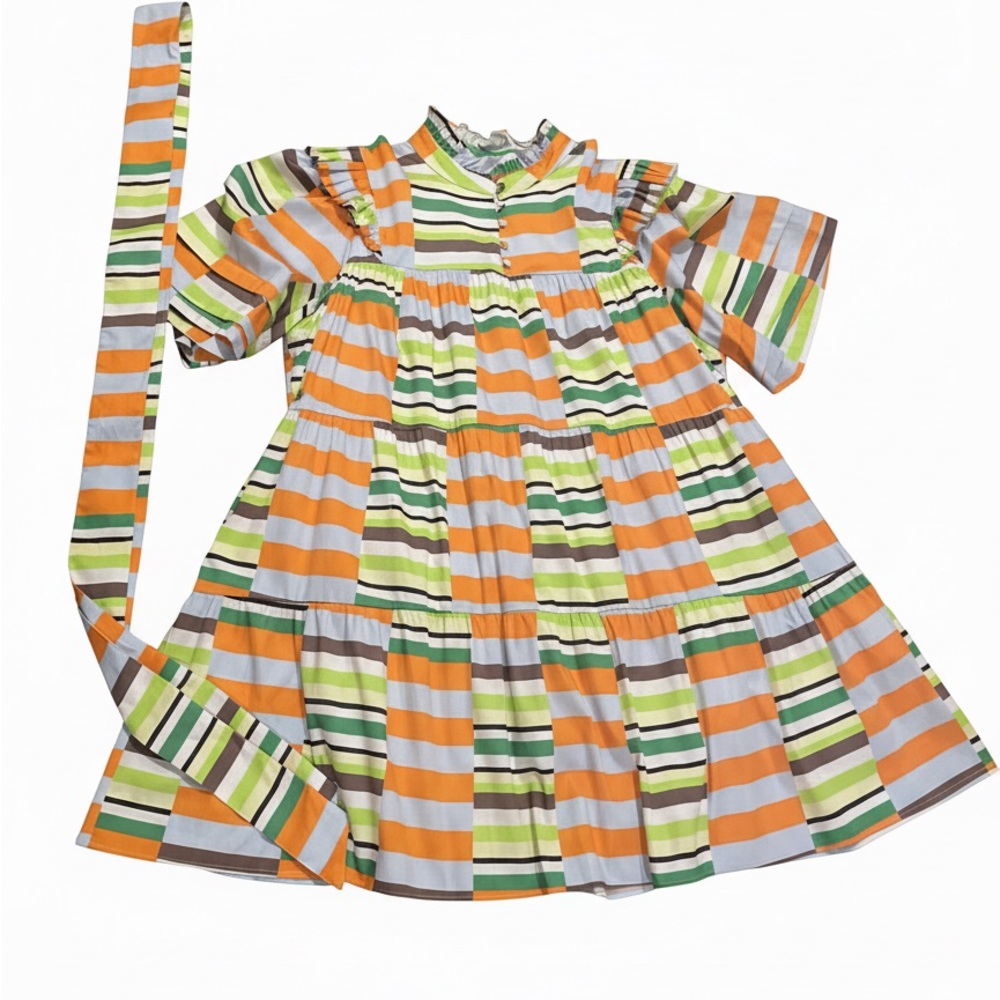 Crosby by Mollie Burch xxl Striped Mini Dress in Orange, Lime, Gray